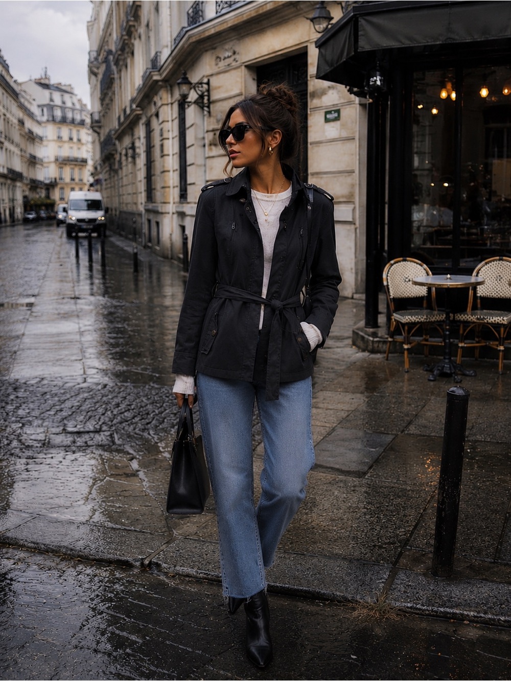Armani Exchange Utility Pleated Belted Trench Coat